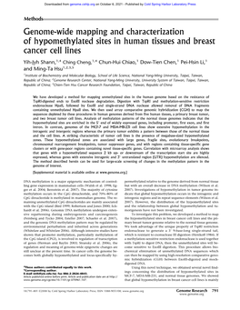 Genome-Wide Mapping and Characterization of Hypomethylated Sites in Human Tissues and Breast Cancer Cell Lines