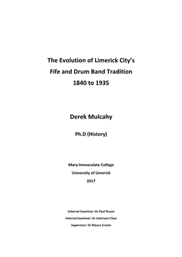 The Evolution of Limerick City's Fife and Drum Band Tradition 1840 To