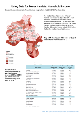 Using Data for Tower Hamlets: Household Income