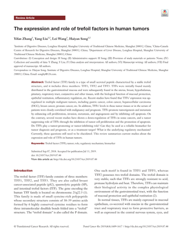 The Expression and Role of Trefoil Factors in Human Tumors