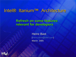 IA-64 and Itanium(Tm) Processor Architecture Overview