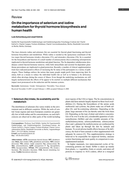 On the Importance of Selenium and Iodine Metabolism for Thyroid Hormone Biosynthesis and Human Health