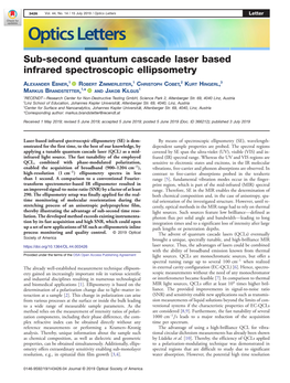 Sub-Second Quantum Cascade Laser Based Infrared Spectroscopic Ellipsometry