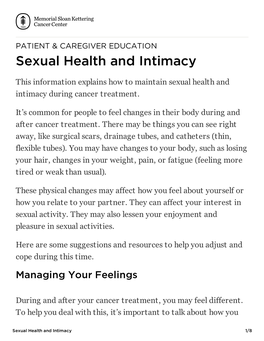 Sexual Health and Intimacy