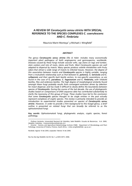 A REVIEW of Ceratocystis Sensu Stricto with SPECIAL REFERENCE to the SPECIES COMPLEXES C