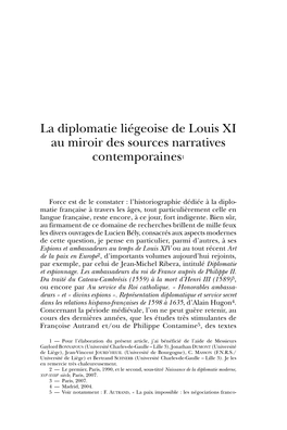 La Diplomatie Liégeoise De Louis XI Au Miroir Des Sources Narratives Contemporaines1
