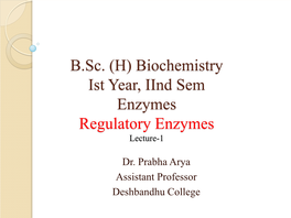 Regulatory Enzymes Lecture-1