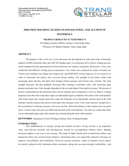 Friction Welding to Join Stainless Steel and Aluminum Materials