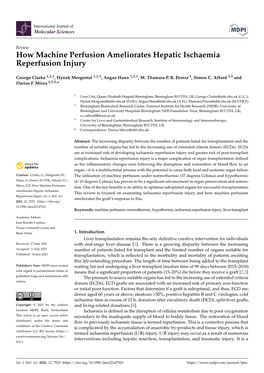 How Machine Perfusion Ameliorates Hepatic Ischaemia Reperfusion Injury