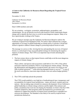 1 a Letter to the California Air Resources Board Regarding The