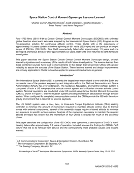Space Station Control Moment Gyroscope Lessons Learned