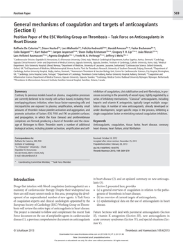 General Mechanisms of Coagulation and Targets of Anticoagulants