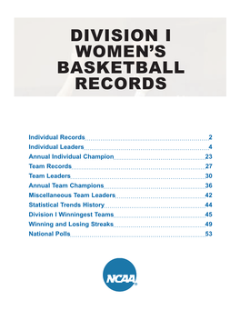 Division I Women's Basketball Records