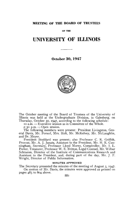 October 30, 1947, Minutes | UI Board of Trustees