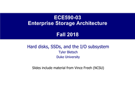 Hard Disks, Ssds, and the I/O Subsystem Tyler Bletsch Duke University