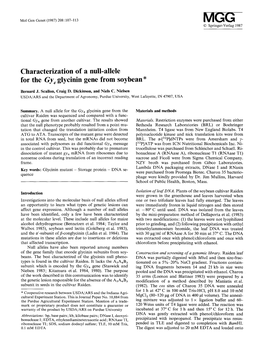 Characterization of a Null-Allele for the <Emphasis Type=