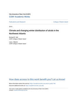 Climate and Changing Winter Distribution of Alcids in the Northwest Atlantic