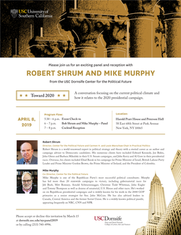 ROBERT SHRUM and MIKE MURPHY from the USC Dornsife Center for the Political Future