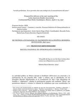 Prepared for Delivery at the 1997 Meeting of the Latin American Studies Association Continental Plaza Hotel, Guadalajara, Mexico, April 17-19, 1997