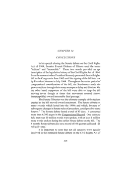 CHAPTER 14 CONCLUSIONS in His Speech Closing the Senate Debate on the Civil Rights Act of 1964, Senator Everett Dirksen of Illin