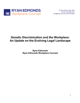 Genetic Discrimination and the Workplace: an Update on the Evolving Legal Landscape