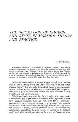 The Separation of Church and State in Mormon Theory and Practice