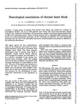 Neurological Associations of Chronic Heart Block