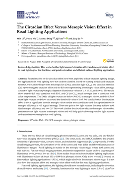 The Circadian Effect Versus Mesopic Vision Effect in Road Lighting