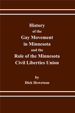 History Gay Movement in Minnesota Role of the Minnesota Civil