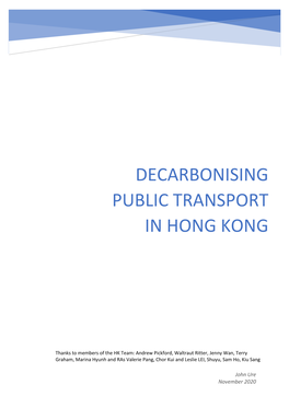 Decarbonising Public Transport in Hong Kong
