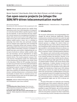 Can Open-Source Projects (Re-)Shape the SDN/NFV-Driven Telecommunication Market?