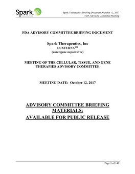 Fda Advisory Committee Briefing Document