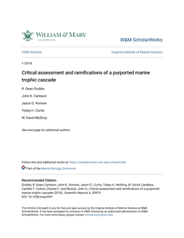 Critical Assessment and Ramifications of a Purported Marine Trophic Cascade