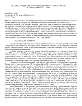 Spatial Analysis of Factors Affecting Vegetation Change in Southern Samburu, Kenya