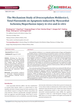 The Mechanism Study of Dracocephalum Moldavica L. Total Flavonoids on Apoptosis Induced by Myocardial Ischemia/Reperfusion Injury in Vivo and in Vitro