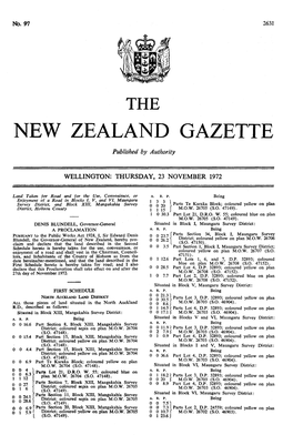 NEW ZEALAND GAZETTE Published by Authority