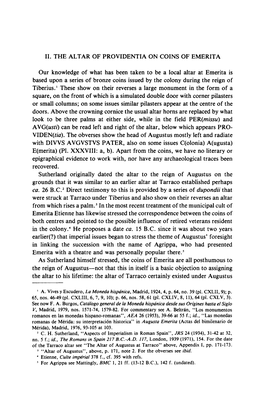 II. the ALTAR of PROVIDENTIA on COINS of EMERITA Our