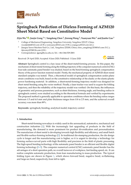 Springback Prediction of Dieless Forming of AZM120 Sheet Metal Based on Constitutive Model