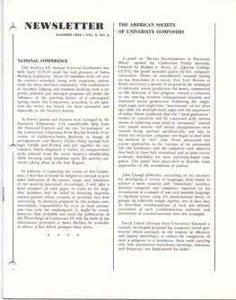 Newsletter the American Society of University Composers Summer 1969 /Vol