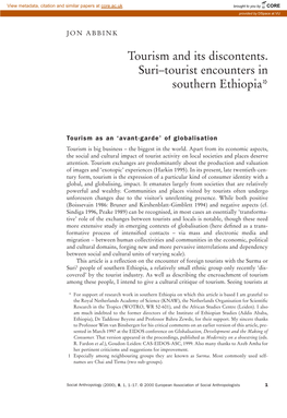 Tourism and Its Discontents. Suri–Tourist Encounters in Southern Ethiopia*