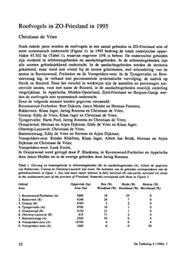 Roofvogels in ZO-Friesland in 1995