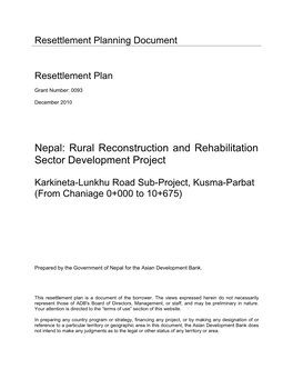 40554-022: Karkineta-Lunkhu Road Sub-Project Resettlement Plan