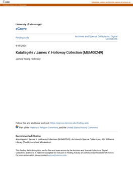 Katallagete / James Y. Holloway Collection (MUM00249)