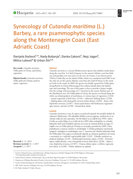 Synecology of Cutandia Marifima (L.) Barbey, a Rare Psammophytic Species Along the Montenegrin Coast (East Adriatic Coast)