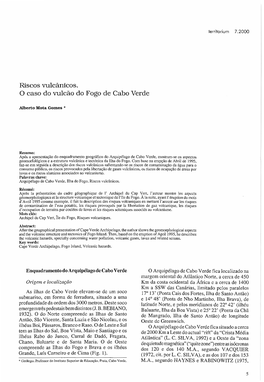 Riscos Vulcânicos. O Caso Do Vulcão Do Fogo De Cabo Verde