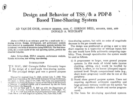 Design and Behavior of TSS/ 8: a PDP-8 Based Time-Sharing System