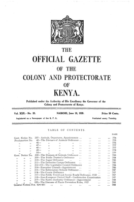 Al Gazette of the Colony and Protectorate Kenya