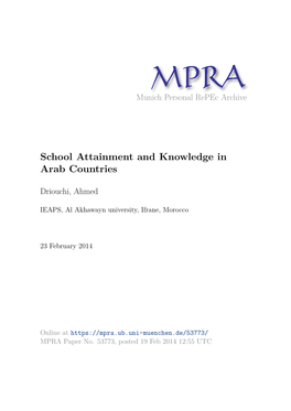 School Attainment and Knowledge in Arab Countries