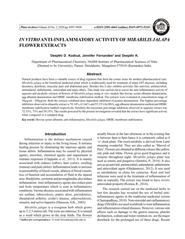 In Vitroanti-Inflammatory Activity of Mirabilis Jalapa