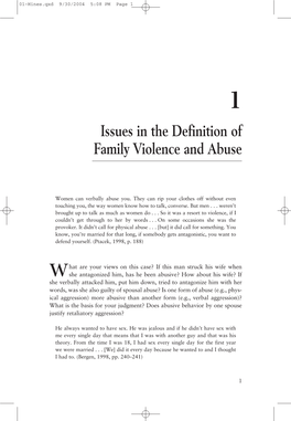 Issues in the Definition of Family Violence and Abuse